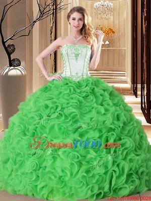 Flirting Strapless Sleeveless Lace Up 15th Birthday Dress Fabric With Rolling Flowers