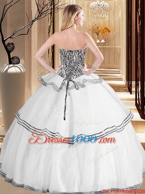 Ball Gowns Quinceanera Dresses White Sweetheart Organza Sleeveless Floor Length Lace Up