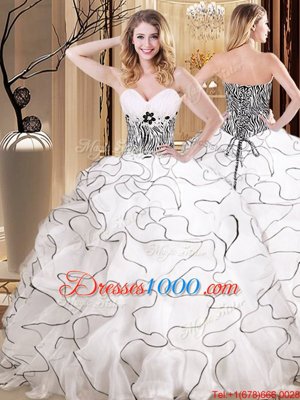 Organza Sleeveless Floor Length Quince Ball Gowns and Ruffles