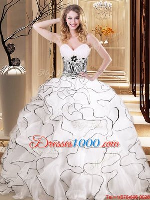 Organza Sleeveless Floor Length Quince Ball Gowns and Ruffles