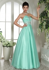 Apple Green Beaded Prom Gown Dress Floor-length