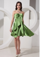 Taffeta Olive Green Knee-length Prom Dress Strapless