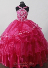 Hot Pink Little Girl Pageant Dress With Beading