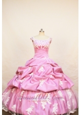 Rose Pink Appliques Ball Gown Little Girl Pageant Dresses