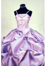 Girl Pageant Dresses Gorgeous Straps Beading Lilac