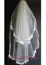 Lace Appliques Beading Wedding Veils Tulle