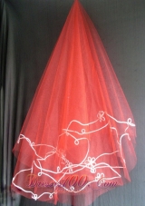 2013 New Arrival Red Wedding Veils Appliques