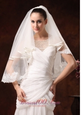 Scalloped Lace Edge Two-tier Wedding Veils Elbow