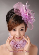 Lavender Headpiece with Appliques Decorate in Tull