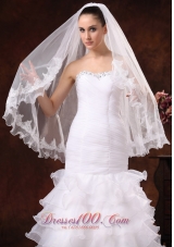 Veils for Brides Tulle with Lace Appliques Edge