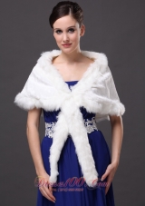 Elegant Faux Fur V-Neck White Wrap/Jacket for Winter