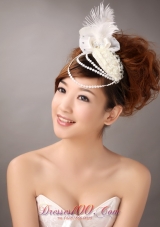 Headpiece in Feather White Organza for Special Occasion