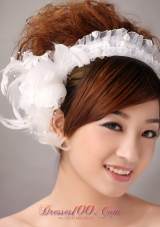 Imitation Pearls White Organza Headpieces for Weddings