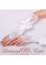 Lycra Elbow Length Fingerless Bridal Gloves with Ruching