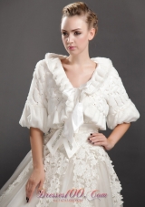 Fold-over Collar Half Sleeves Jacket for Wedding Party