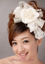 Sweet White Imitation Pearls Flower Tulle Headpiece