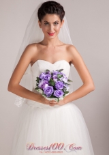 Purple Round Shape Hand-tied Discount Bridal Accessories