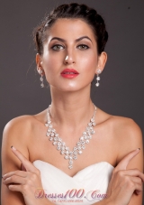 Wedding Jewelry Set Imitation Pearl Necklace and Earrings