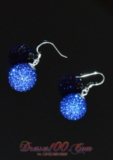 Brand New Round Ladies' Earrings Blue Rhinestone