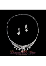 Rhinestone Bridal Necklace Earrings Jewelry Set