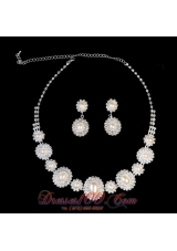 Ivory Pearl Ladies' Necklace And Earrings Jewelry Set