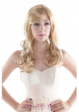With Side Bang Blonde Long Curly Synthetic Wig