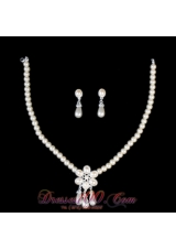 Vintage Style Pearl Alloy Plated Necklace And Earring