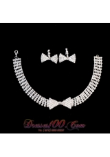 2013 Bowknot Shaped Bridal Jewelry Set Rhinestone
