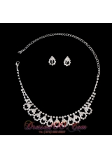 Alloy With Rhinestone Women's Necklace and Earrings