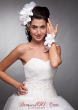 White Bridal Wrist Corsage Organza and Taffeta