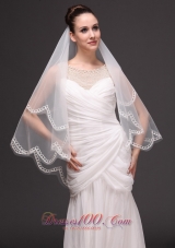 Two-tier Oval Shaped Tulle Wedding Veil On Sale