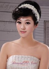 Lace White Imitation Pearls Outdoor Fascinator