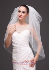 Four-tier Cut Edge Drop Bridal Veil Tulle