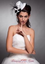 White and Black Bridal Hat Headpieces Beaded Bowknot