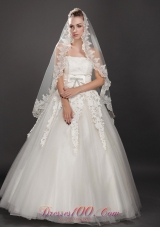 Pearl Trim Edge One-tier Wedding Veils Tulle