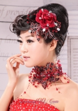 Beading Embellishment Women Headpieces Red and Black