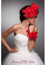 Hand Flowers Red Headpieces and Wrist Corsage
