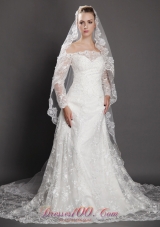 Waterfall Lace Appliques Tulle Bridal Veils One-tier