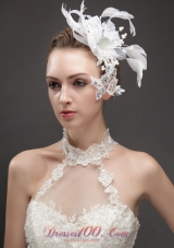 Feather Appliques Flower Fascinators with Crystal