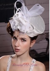 Feather Tulle Ribbons Organza Bridal Headpiece