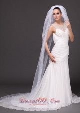 Pearl Trim Edge Wedding Bridal Veils Three tiered