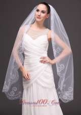 Cathedral Wedding Veil Embroidery Edge One-tiered