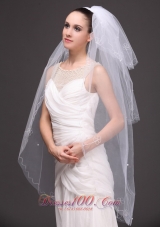 hree-tiered Tulle Embroidery Bridal Veil