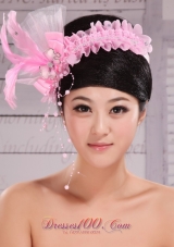 2013 Imitation Pearl Feather Tulle Headpiece