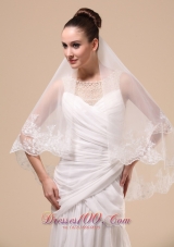 Lace Applique 2013 Two-tier Tulle Wedding Veil