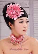 Pink Satin Ribbon Pearl Wedding Flower