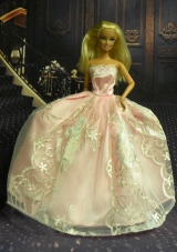 Baby Pink Ball Gown Barbie Doll Costumes Lace