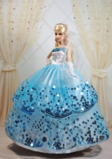 Sequin Decorate and Ball Gown Dress for Noble Barbie