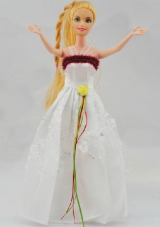 Noble Barbie White Hand Made Flowers Dress for Party
