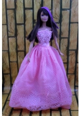Lavender Prom Barbie Doll Dress With Embroidery
